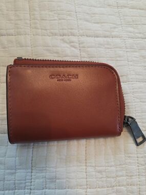 Coach L Zip Card Case Leather Wallet - Terracotta - Brand New Without Tags